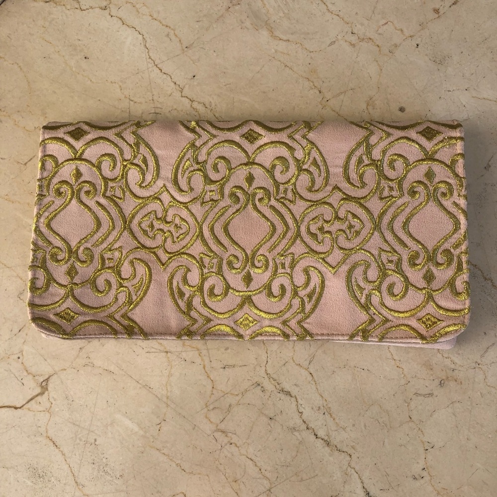 Gold Embroidered Silk Clutch